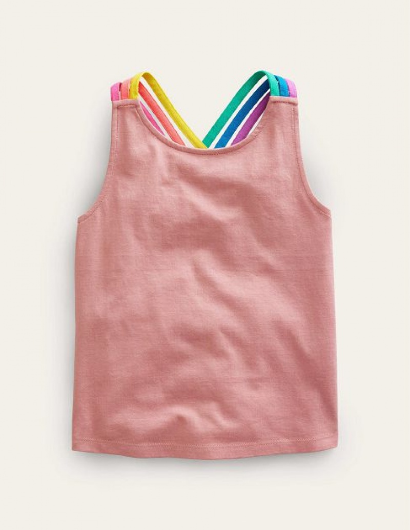 Pink Kids\' Boden Coloured Strap Tanks | 17802VNJI