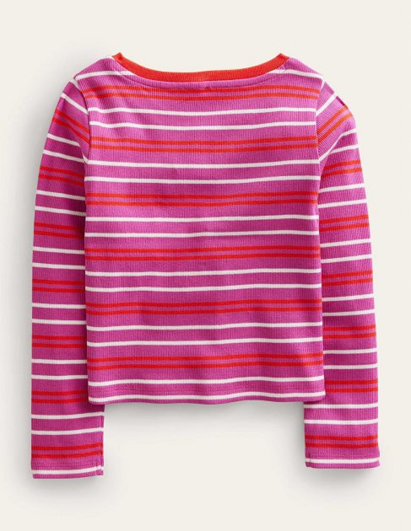 Pink Kids' Boden Cropped Long Sleeve T-Shirt | 39601DIKG