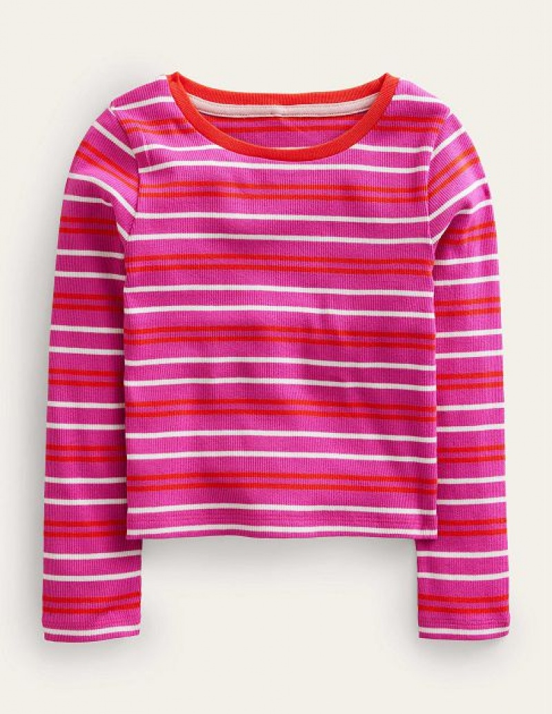 Pink Kids\' Boden Cropped Long Sleeve T-Shirt | 39601DIKG