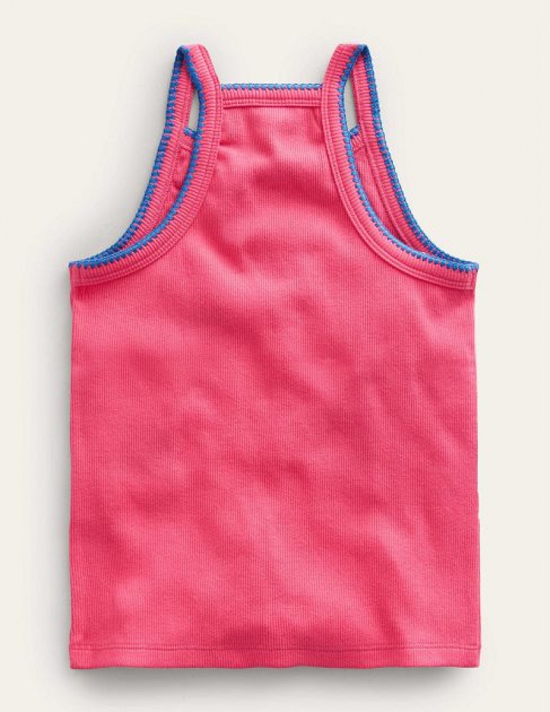 Pink Kids' Boden Cut Away Tanks | 38174GDUT