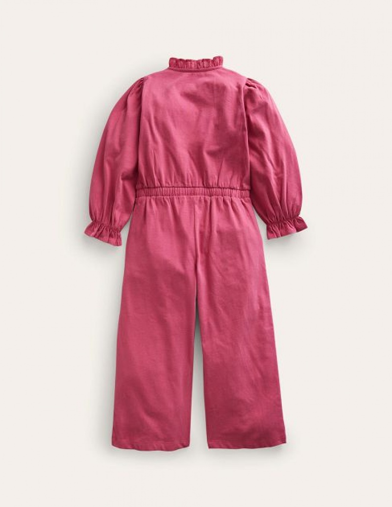 Pink Kids' Boden Embroidered Jersey Jumpsuit | 36750NHCK