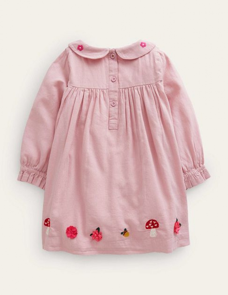 Pink Kids' Boden Embroidered Smocked Dress | 31892ZBHR