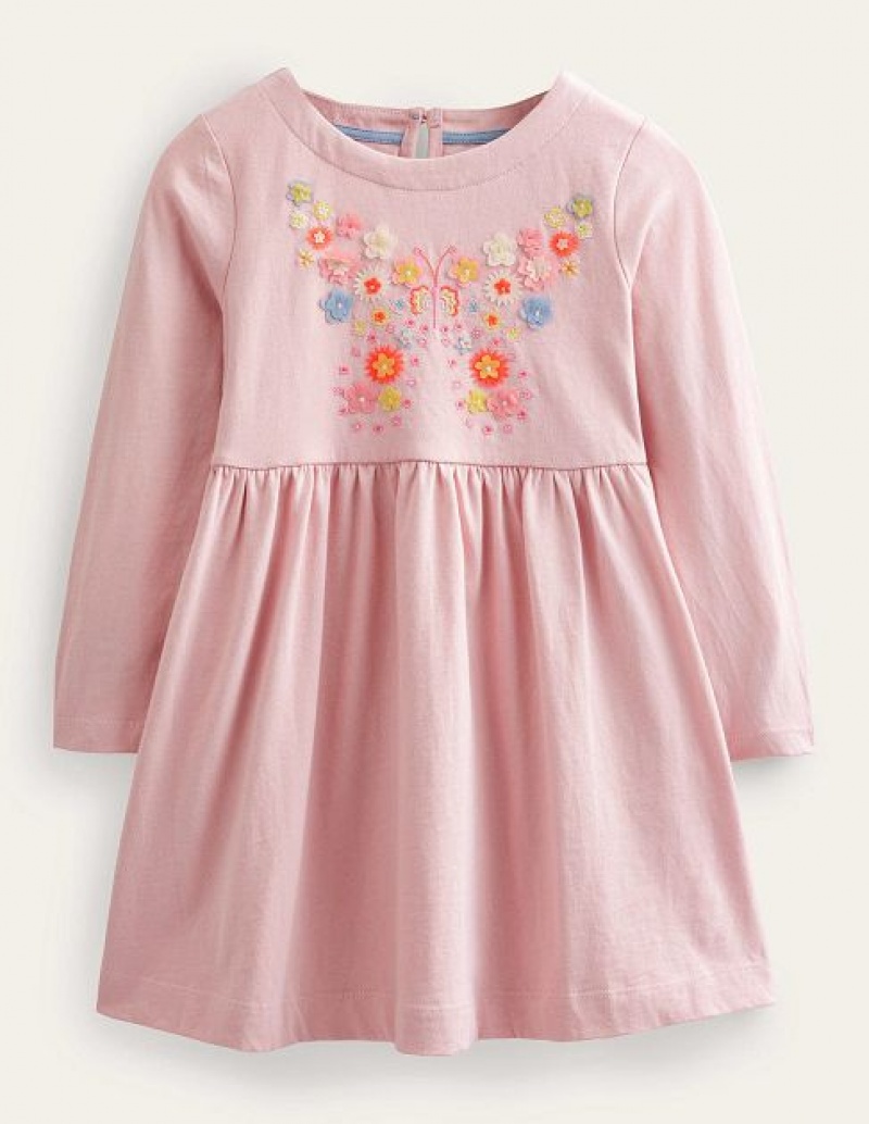 Pink Kids\' Boden Flutter Jersey Dress | 01529YOPT