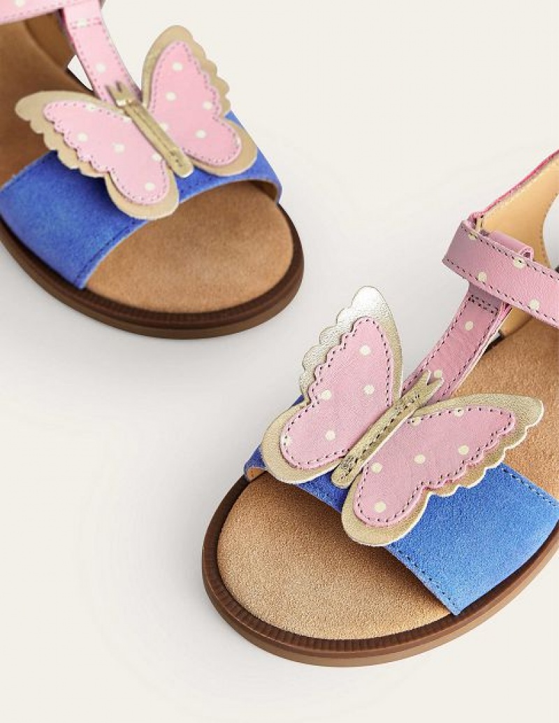 Pink Kids' Boden Fun Leather Sandals | 46782KSQJ