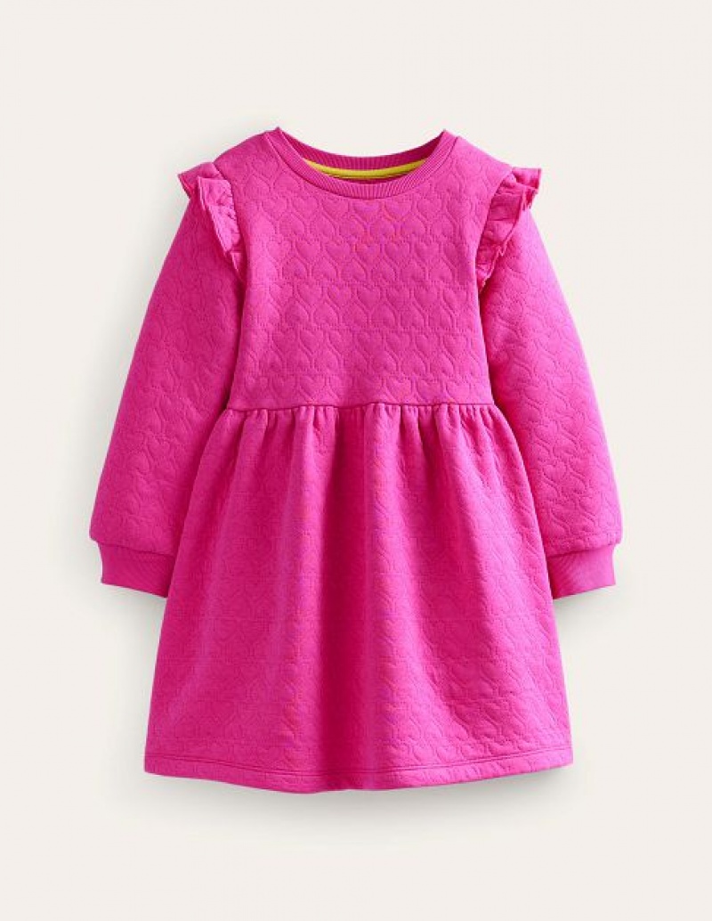 Pink Kids' Boden Heart Jacquard Sweat Dress | 57480ANRE