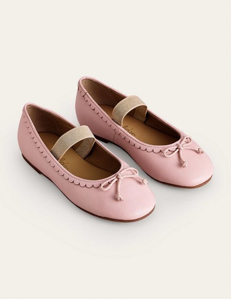 Pink Kids' Boden Leather Ballet Flat | 81354EAPZ