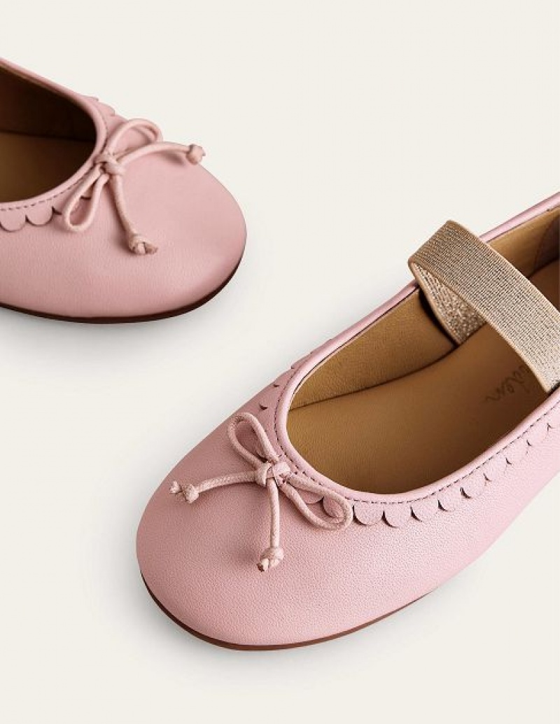 Pink Kids' Boden Leather Ballet Flat | 81354EAPZ