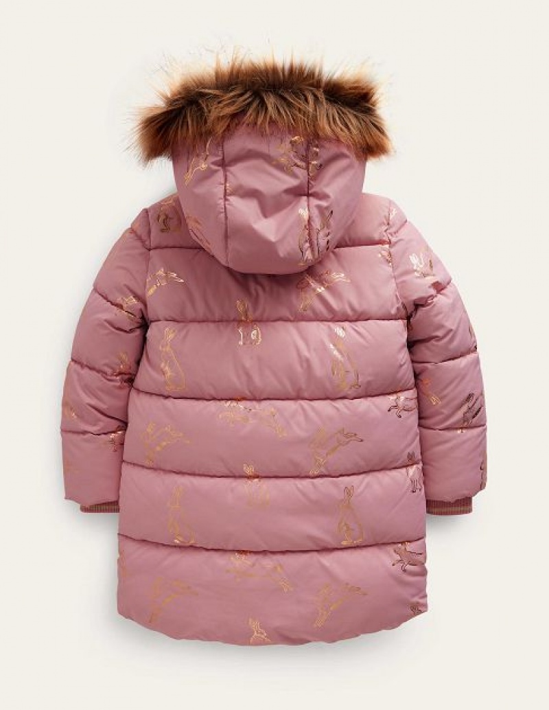 Pink Kids' Boden Longline Padded Coats | 07519JZVU