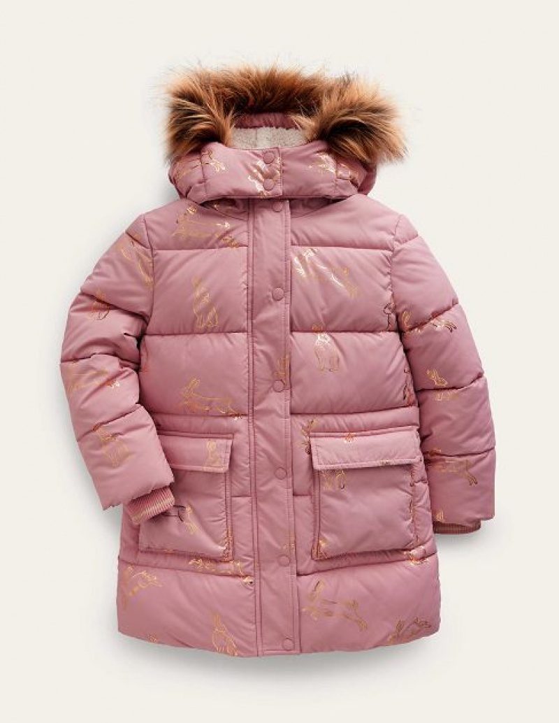 Pink Kids\' Boden Longline Padded Coats | 07519JZVU