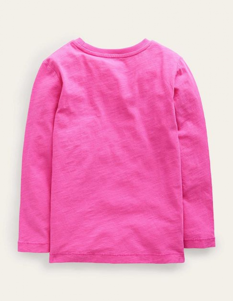 Pink Kids' Boden Long-sleeved Washed T-Shirt | 28653GYRV