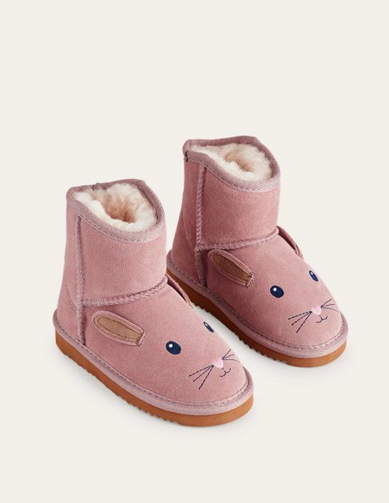 Pink Kids' Boden Novelty Sheepskin Boots | 73189MBGY