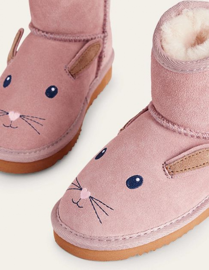 Pink Kids' Boden Novelty Sheepskin Boots | 73189MBGY