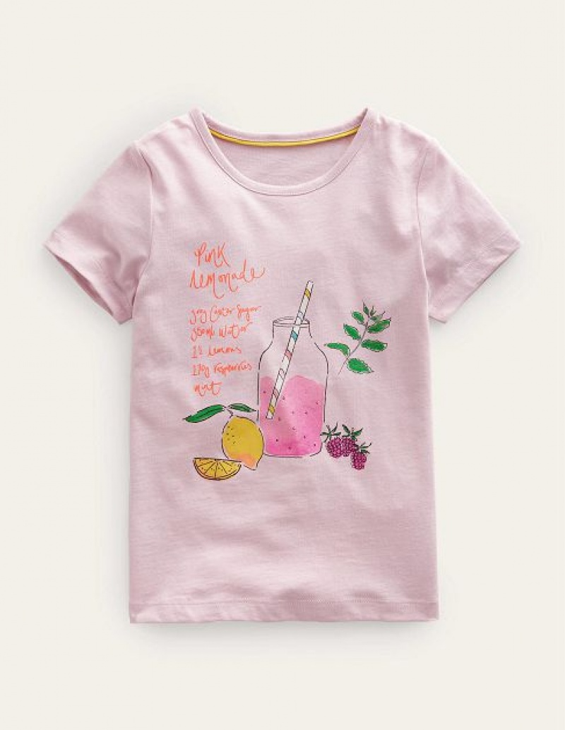 Pink Kids' Boden Painterly Printed T-Shirt | 46580LFSB