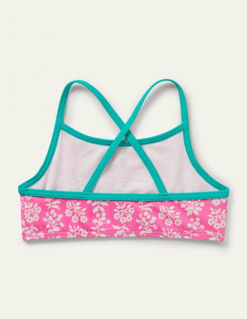 Pink Kids' Boden Patterned Bikini Top | 81209WMPT