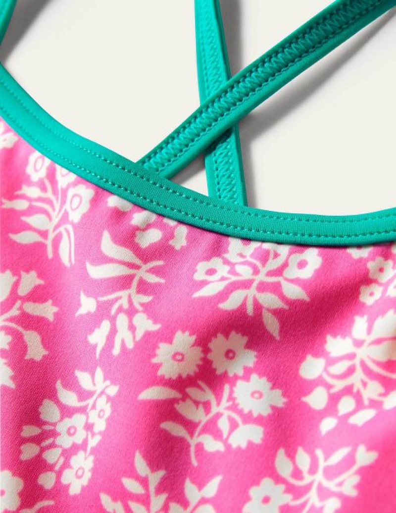 Pink Kids' Boden Patterned Bikini Top | 81209WMPT