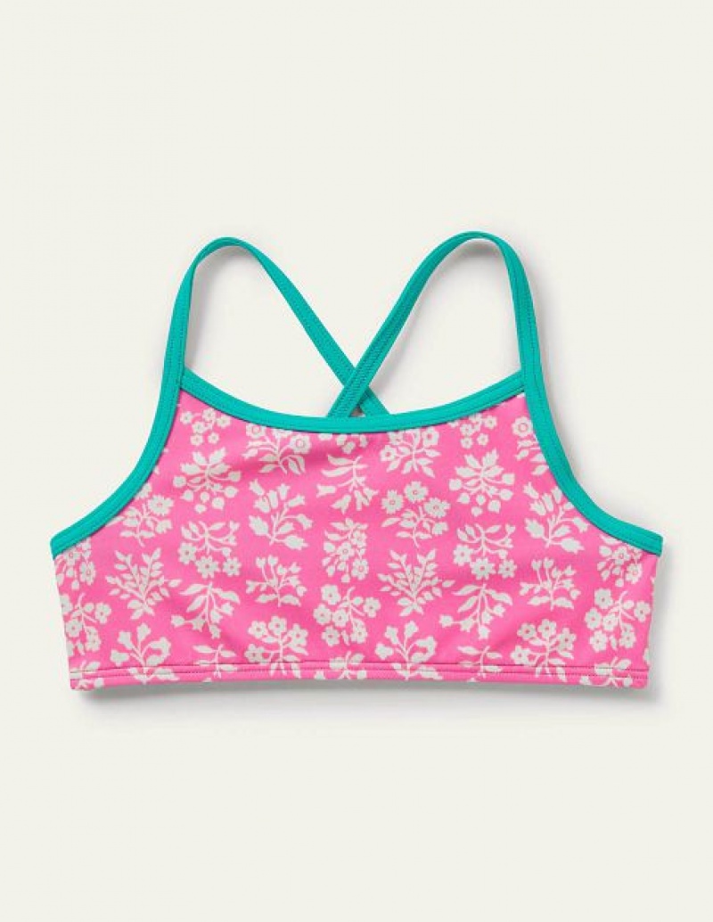 Pink Kids\' Boden Patterned Bikini Top | 81209WMPT