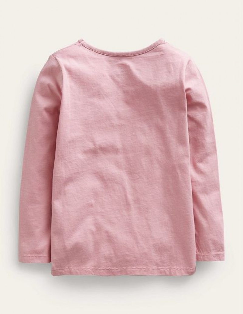 Pink Kids' Boden Puff Sleeve Appliqué T-Shirt | 74250KOGP