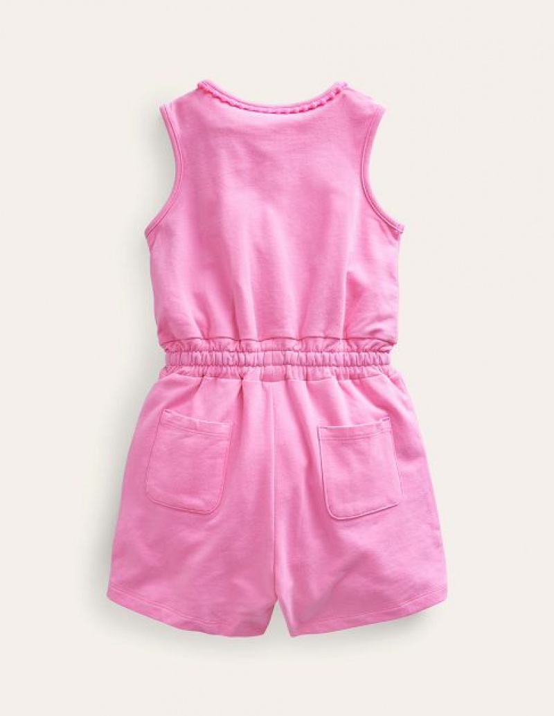 Pink Kids' Boden Relaxed Jersey Romper Jumpsuit | 06234RKCT