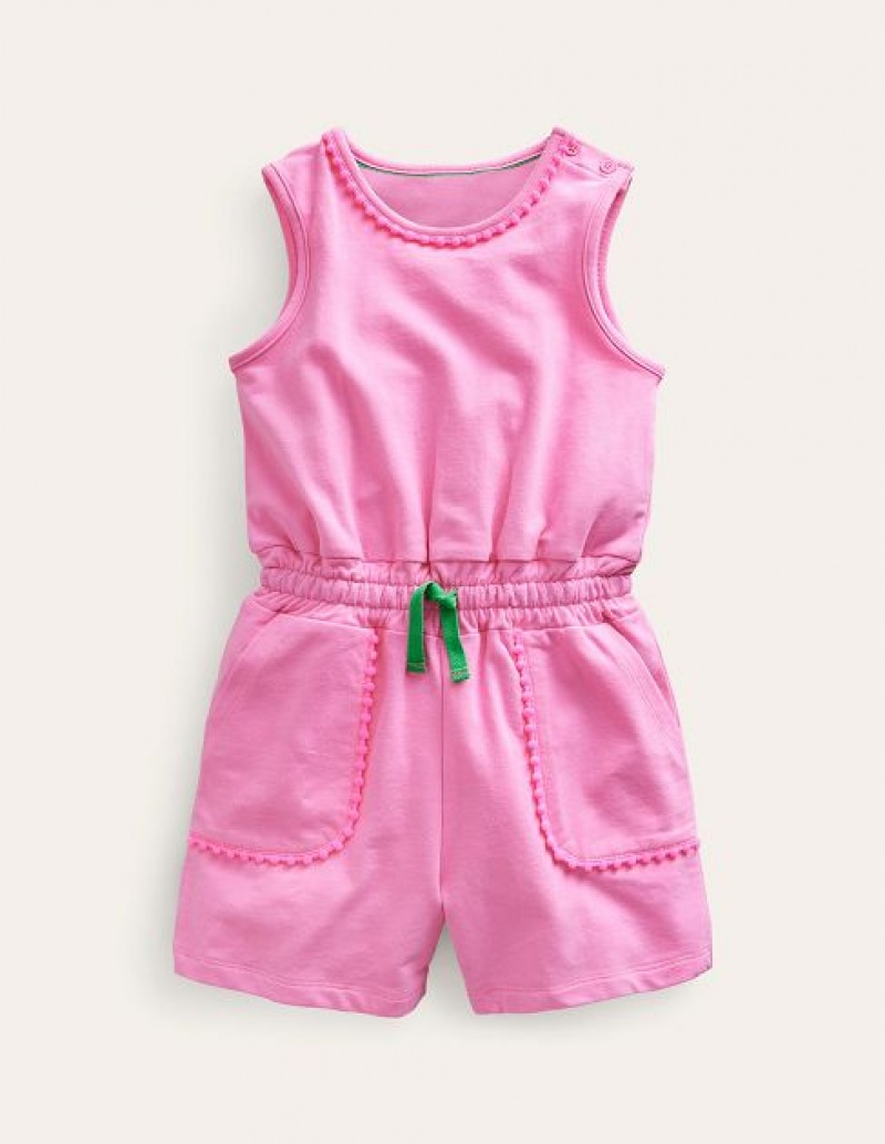 Pink Kids\' Boden Relaxed Jersey Romper Jumpsuit | 06234RKCT