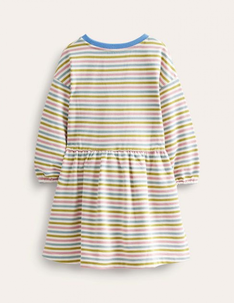 Pink Kids' Boden Relaxed Printed Sweat Dress | 26375CGIP