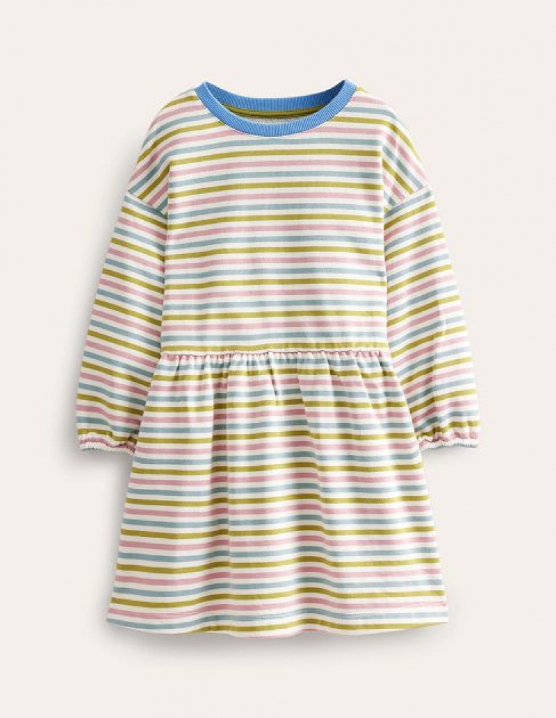 Pink Kids\' Boden Relaxed Printed Sweat Dress | 26375CGIP