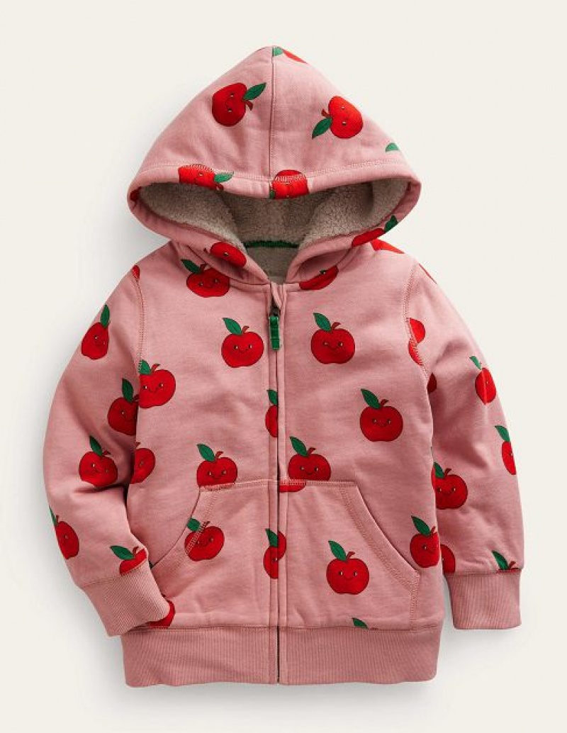 Pink Kids\' Boden Shaggy-lined Hoodie | 04327MUZG