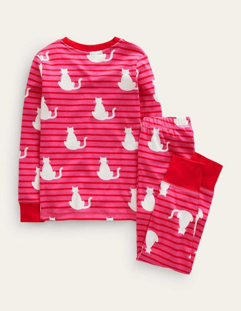 Pink Kids' Boden Snug Glow-in-the-dark Pajamas | 68524FEPX