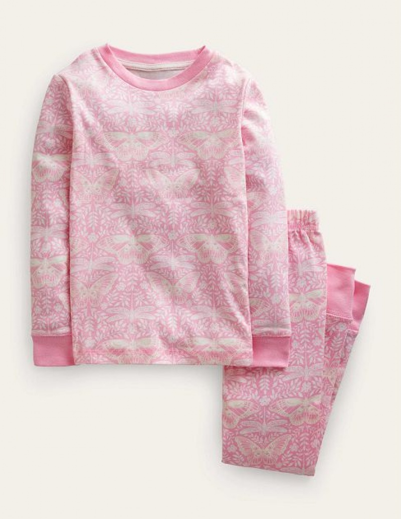 Pink Kids\' Boden Snug Glow-in-the-dark Pajamas | 31654ONCY