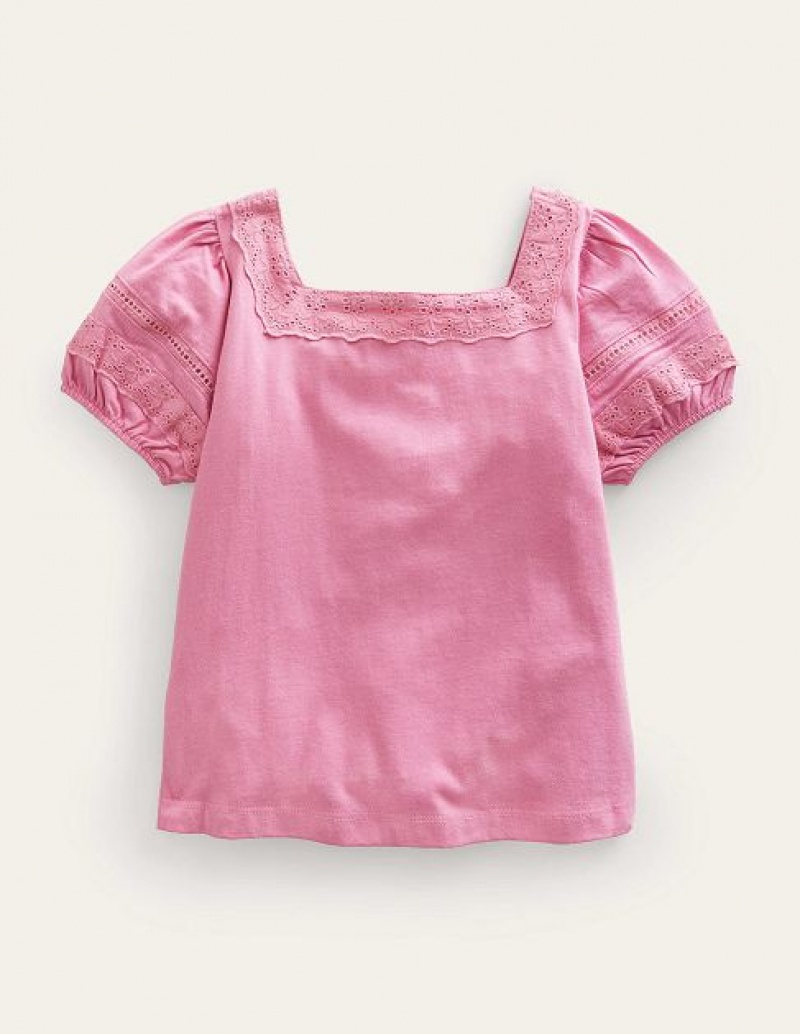 Pink Kids' Boden Square Neck Swing Tops | 78419CYFP