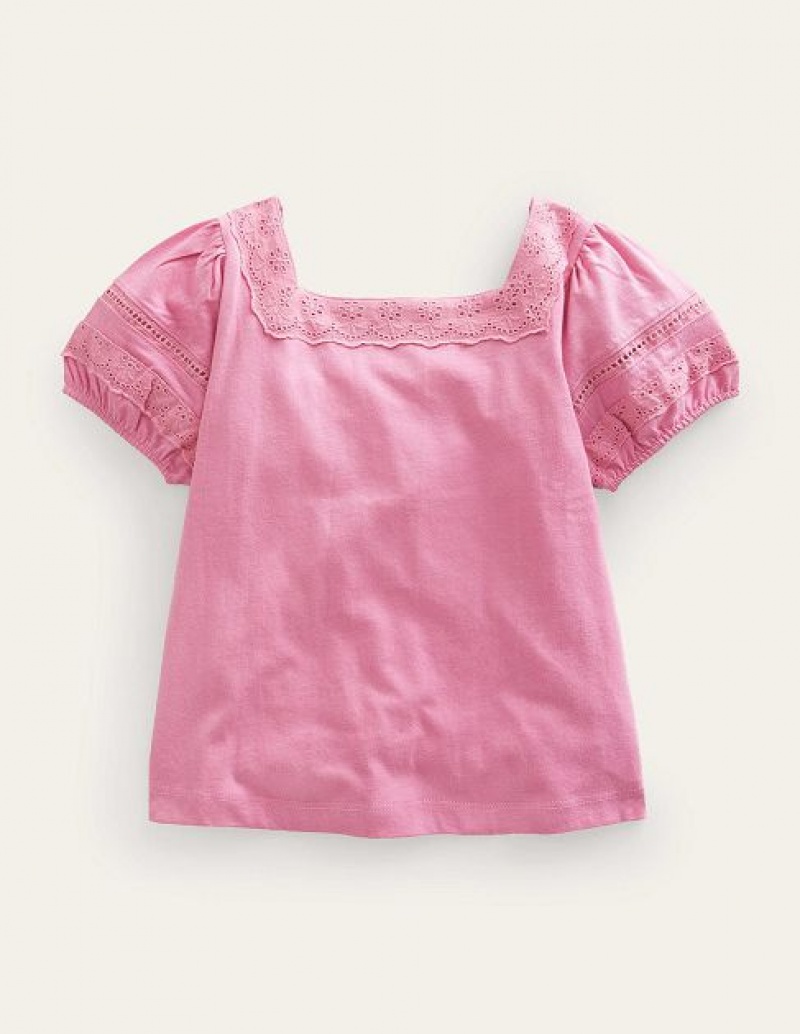 Pink Kids\' Boden Square Neck Swing Tops | 78419CYFP