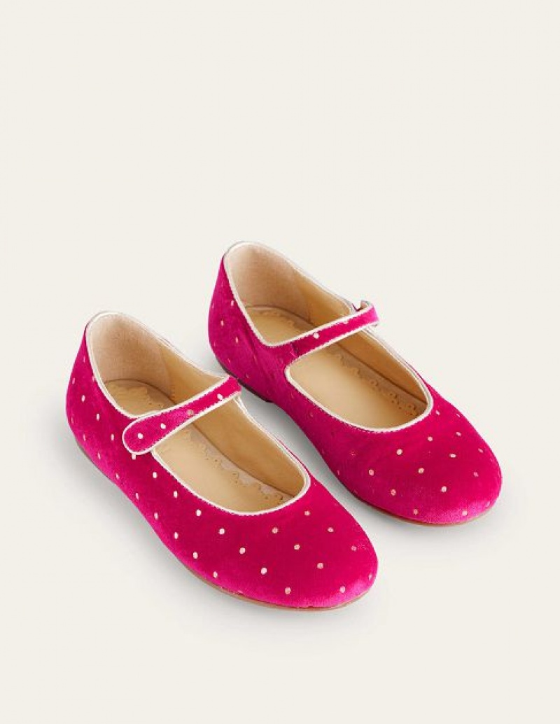 Pink Kids' Boden Velvet Mary Janes Sandals | 25190YDQI