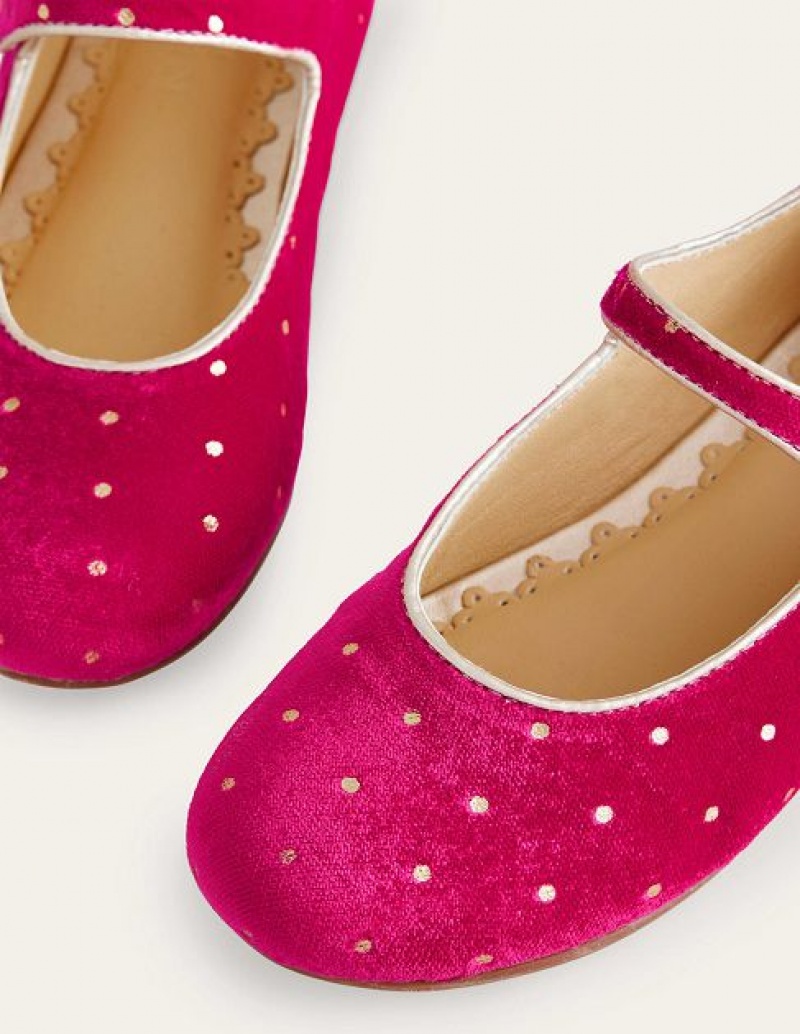 Pink Kids' Boden Velvet Mary Janes Sandals | 25190YDQI