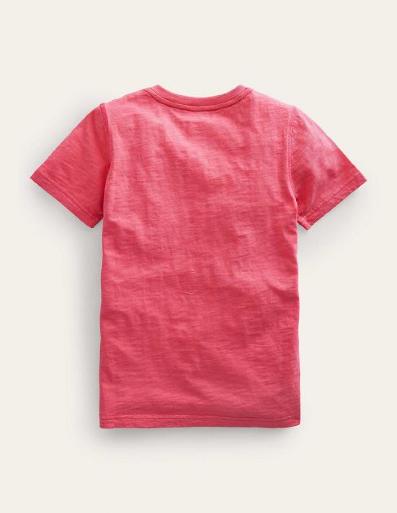 Pink Kids' Boden Washed Cotton Henley T-Shirt | 17405MONZ