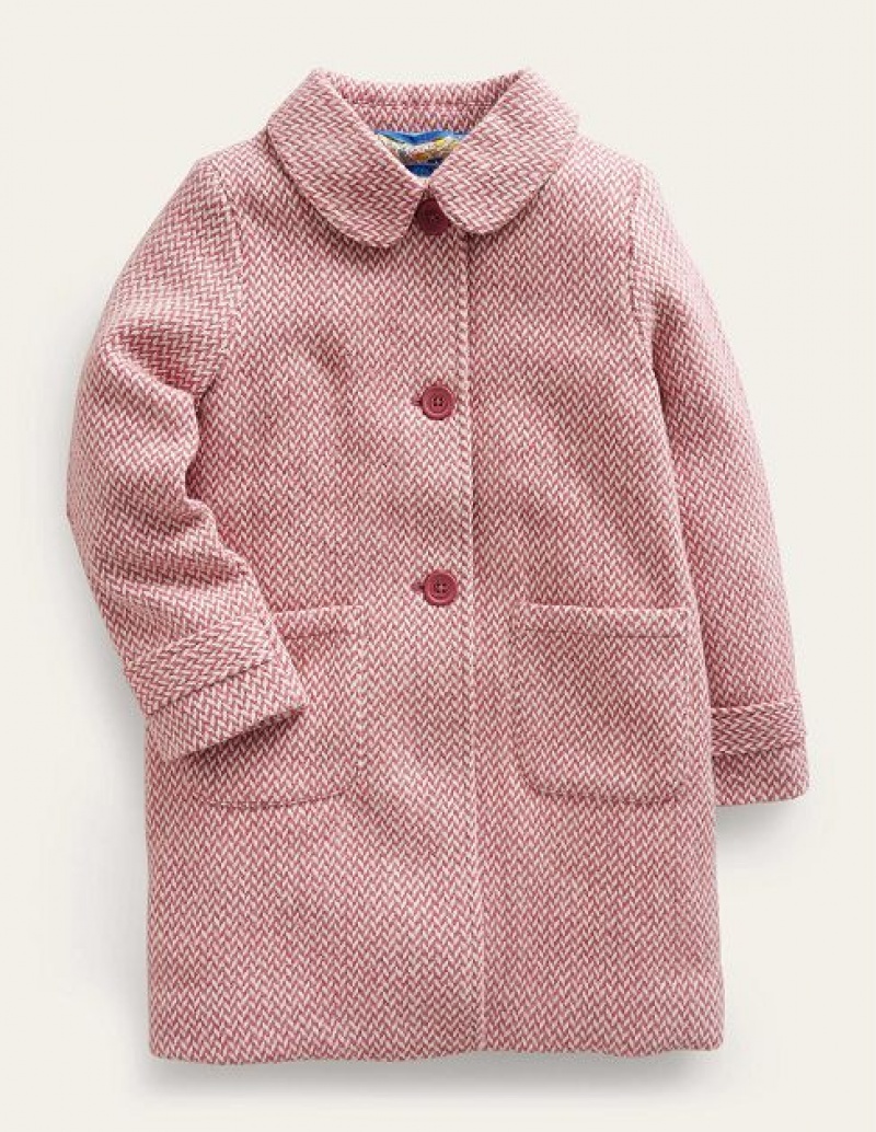 Pink Kids' Boden Wonderful Wool Blend Coats | 30861STKX