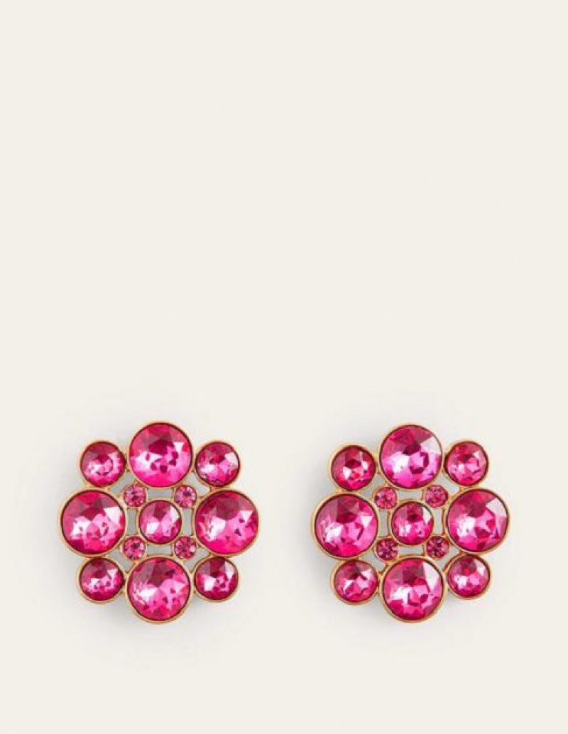 Pink Women's Boden Andrea Jewel Cluster Earrings | 80762WZFS