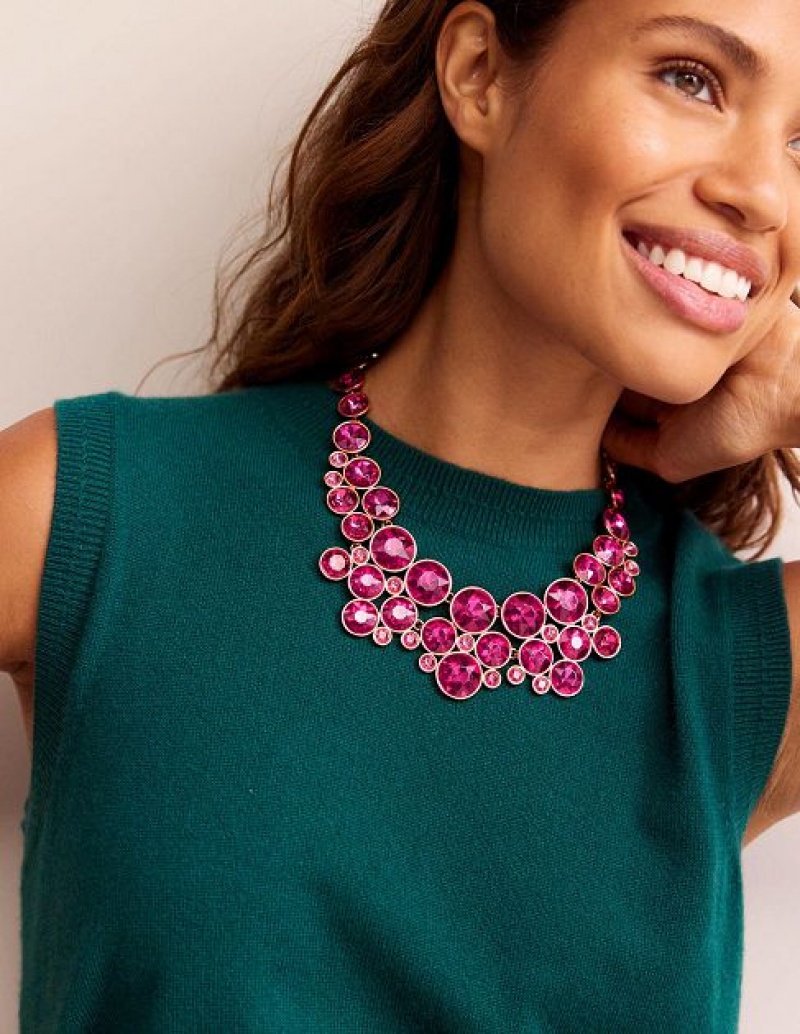 Pink Women's Boden Andrea Jewel Cluster Necklace | 21307OJNW