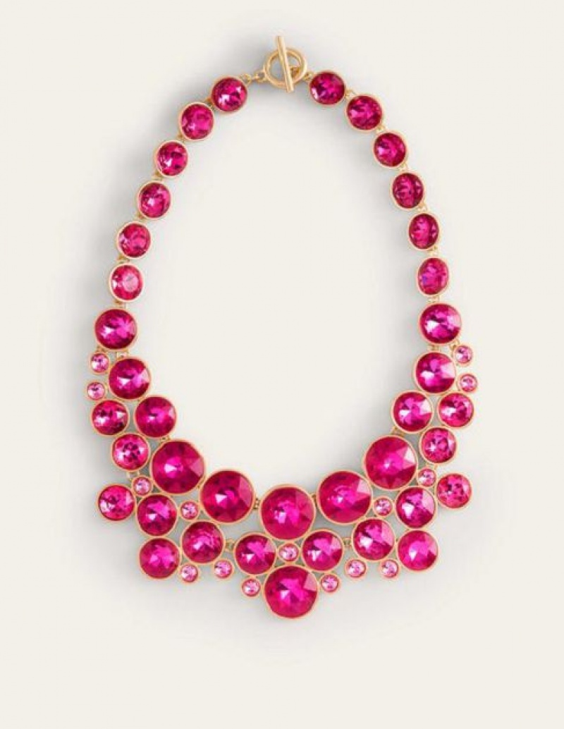 Pink Women's Boden Andrea Jewel Cluster Necklace | 21307OJNW