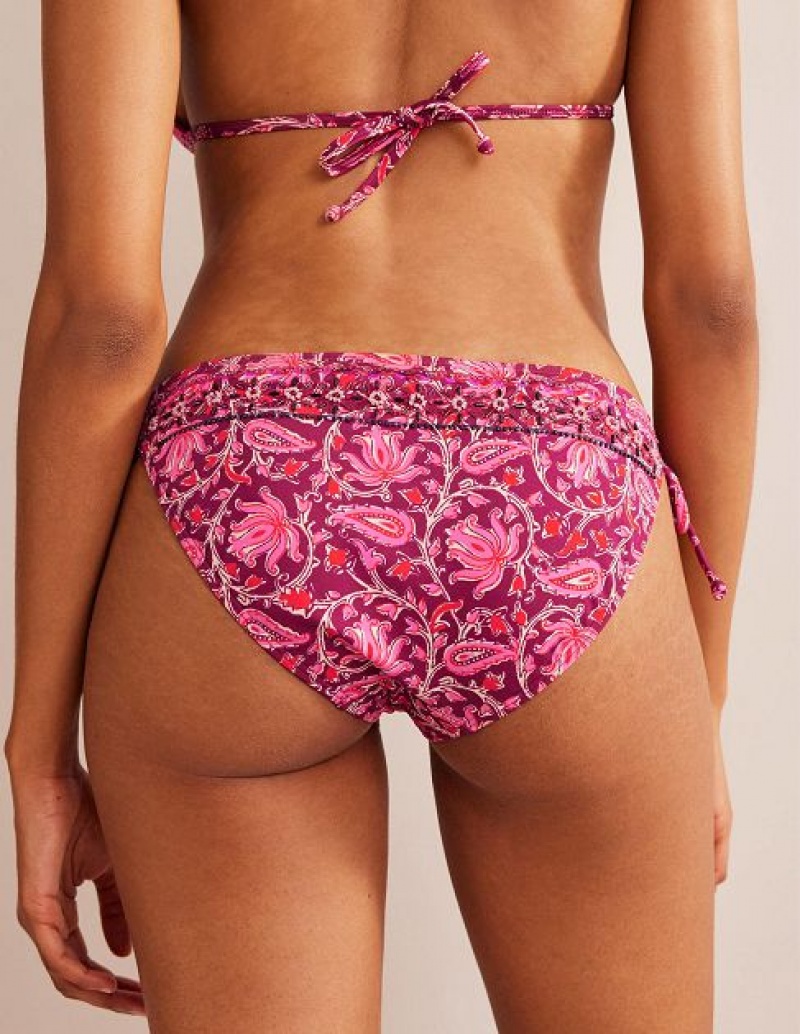 Pink Women's Boden Bead Embellished Bikini Bottoms | 50762NADJ