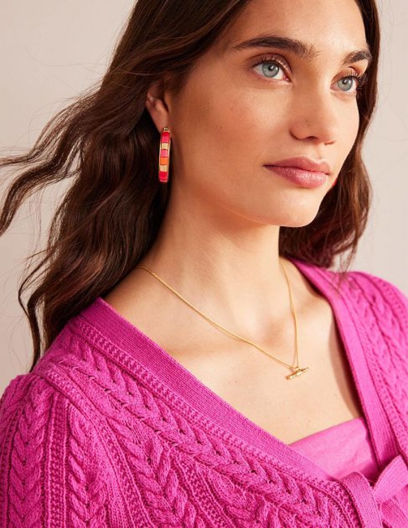 Pink Women's Boden Beaded Hoop Earrings | 86542SGBD