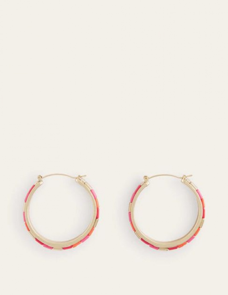 Pink Women's Boden Beaded Hoop Earrings | 86542SGBD