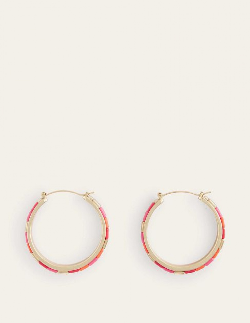 Pink Women\'s Boden Beaded Hoop Earrings | 86542SGBD