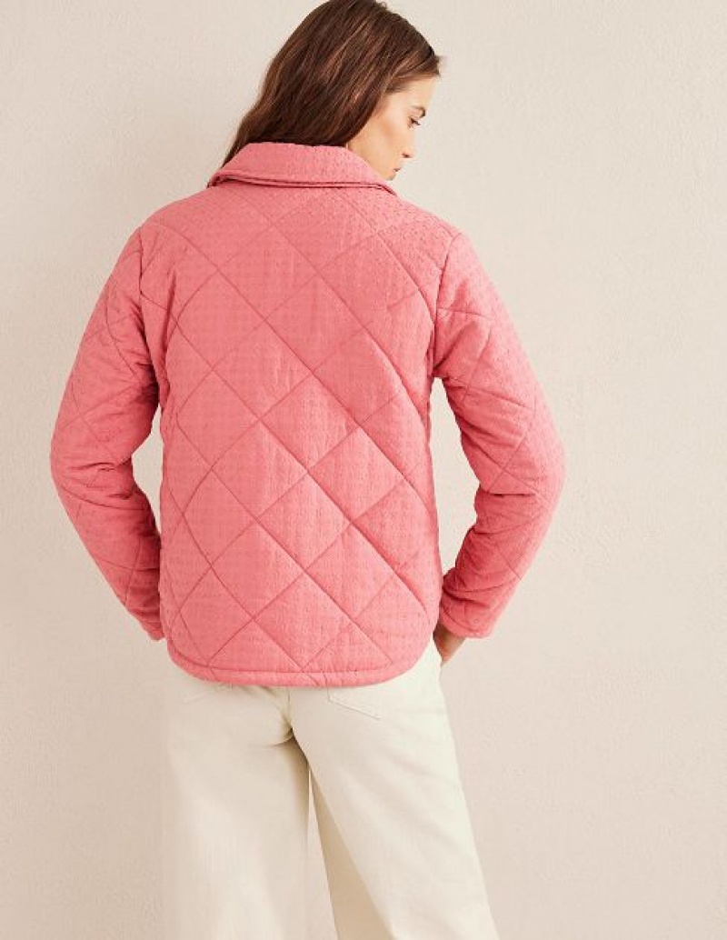 Pink Women's Boden Broderie Quilted Cotton Jackets | 98643YKIF