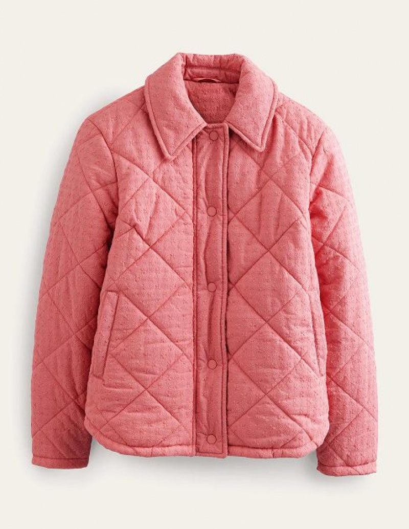 Pink Women's Boden Broderie Quilted Cotton Jackets | 98643YKIF