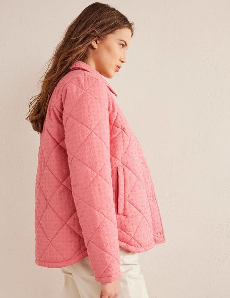 Pink Women\'s Boden Broderie Quilted Cotton Jackets | 98643YKIF