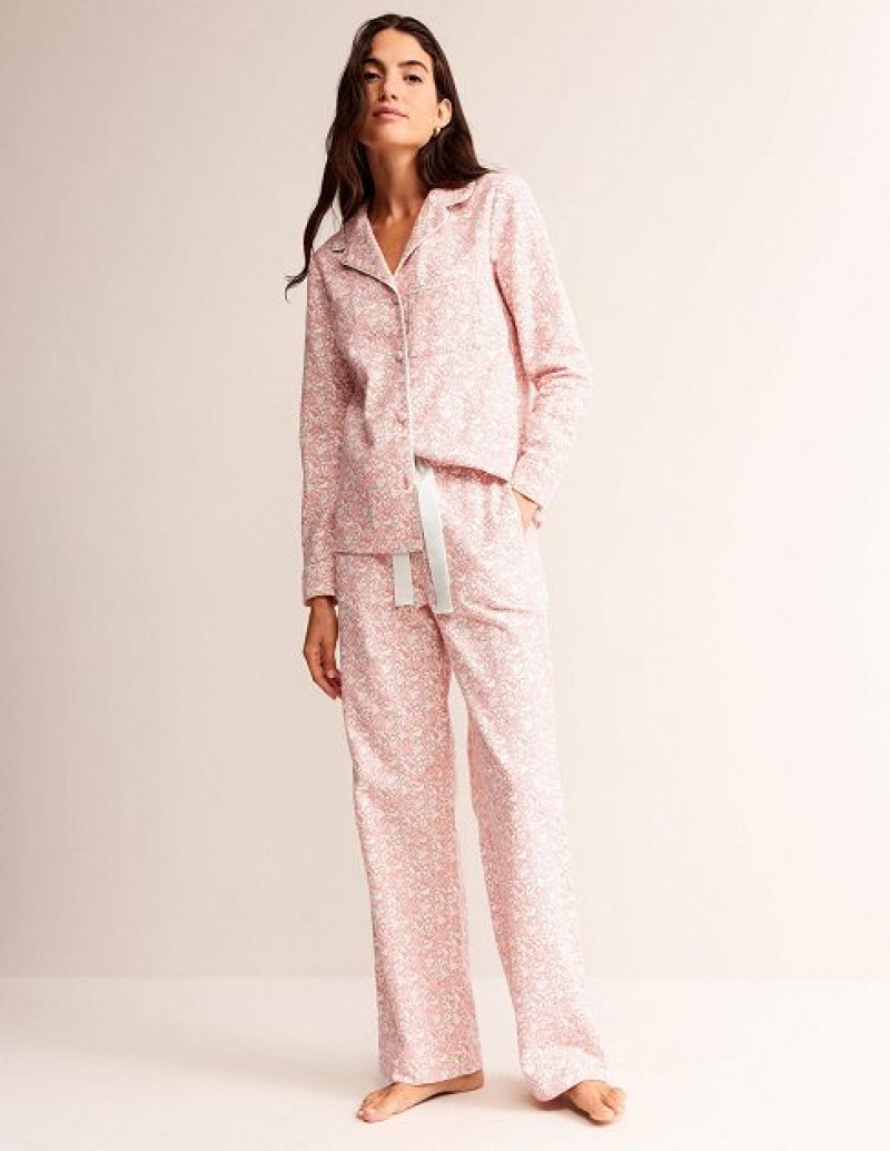 Pink Women's Boden Brushed Cotton Pyjamas | 54821VPKL