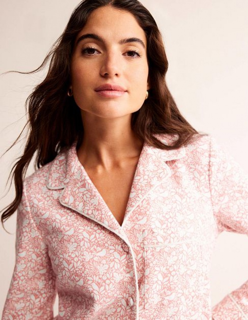 Pink Women's Boden Brushed Cotton Shirt Pyjamas | 68490NMFL