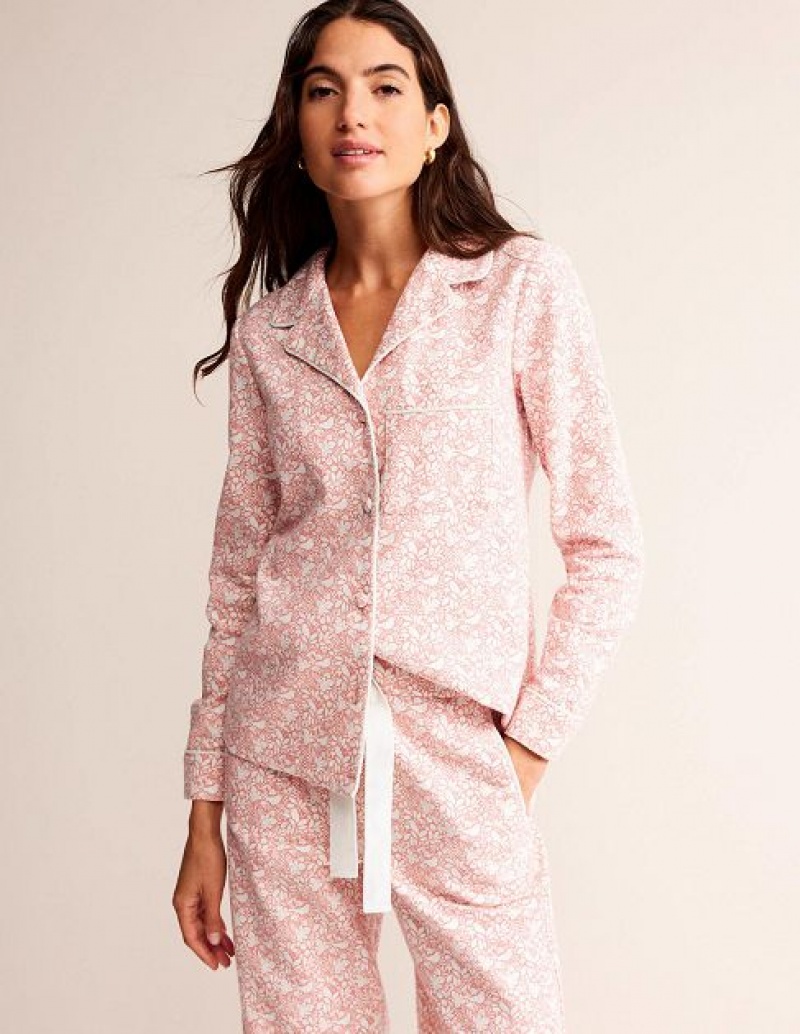 Pink Women\'s Boden Brushed Cotton Shirt Pyjamas | 68490NMFL