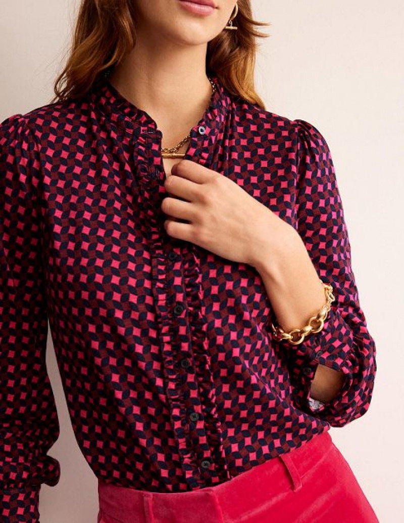 Pink Women's Boden Caroline Jersey Shirts | 78560KDGF