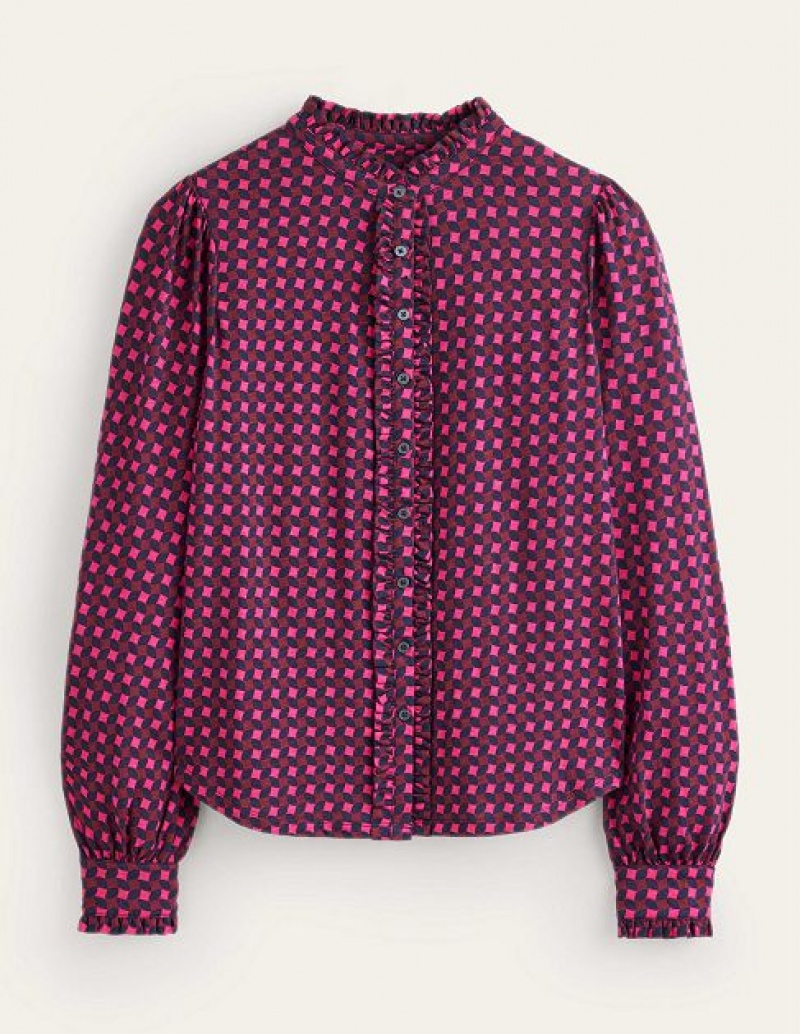 Pink Women's Boden Caroline Jersey Shirts | 78560KDGF