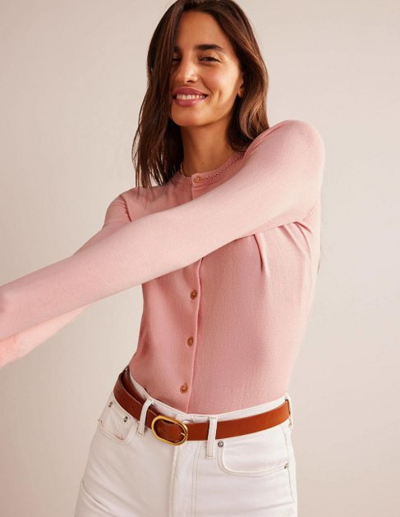 Pink Women\'s Boden Catriona Cotton Cardigan | 43079OYAZ